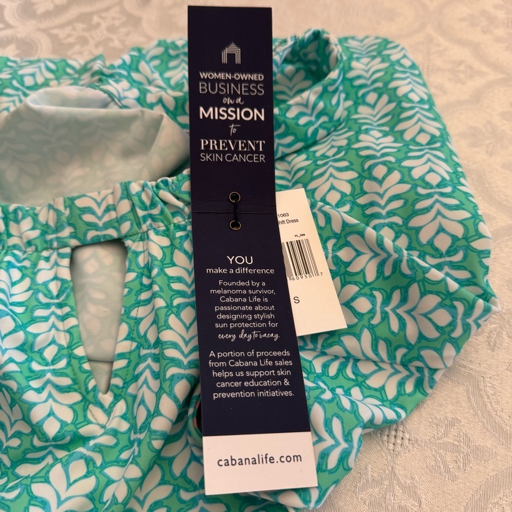 Cabana Life UPF 50+ Green Print Sleeveless Shift Dress Small NWT Travel Resort - Picture 5 of 12